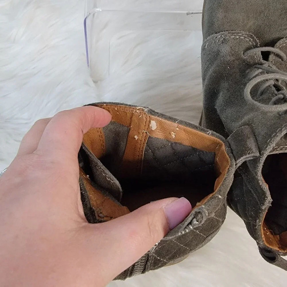 DOLCE VITA KALEN Quilted Suede Ankle Wedge Booties Ankle Boot Olive Size 8 - Picture 5 of 14